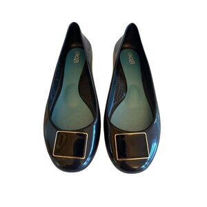 OkaB Flat Black Jelly Ballet Slipper Shoe Size 8